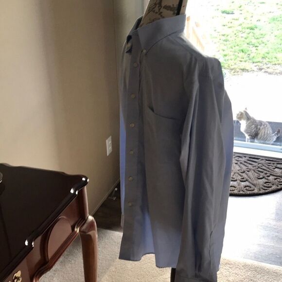 Chaps Mens Dress Shirt Extra Large Blue - Picture 4 of 9